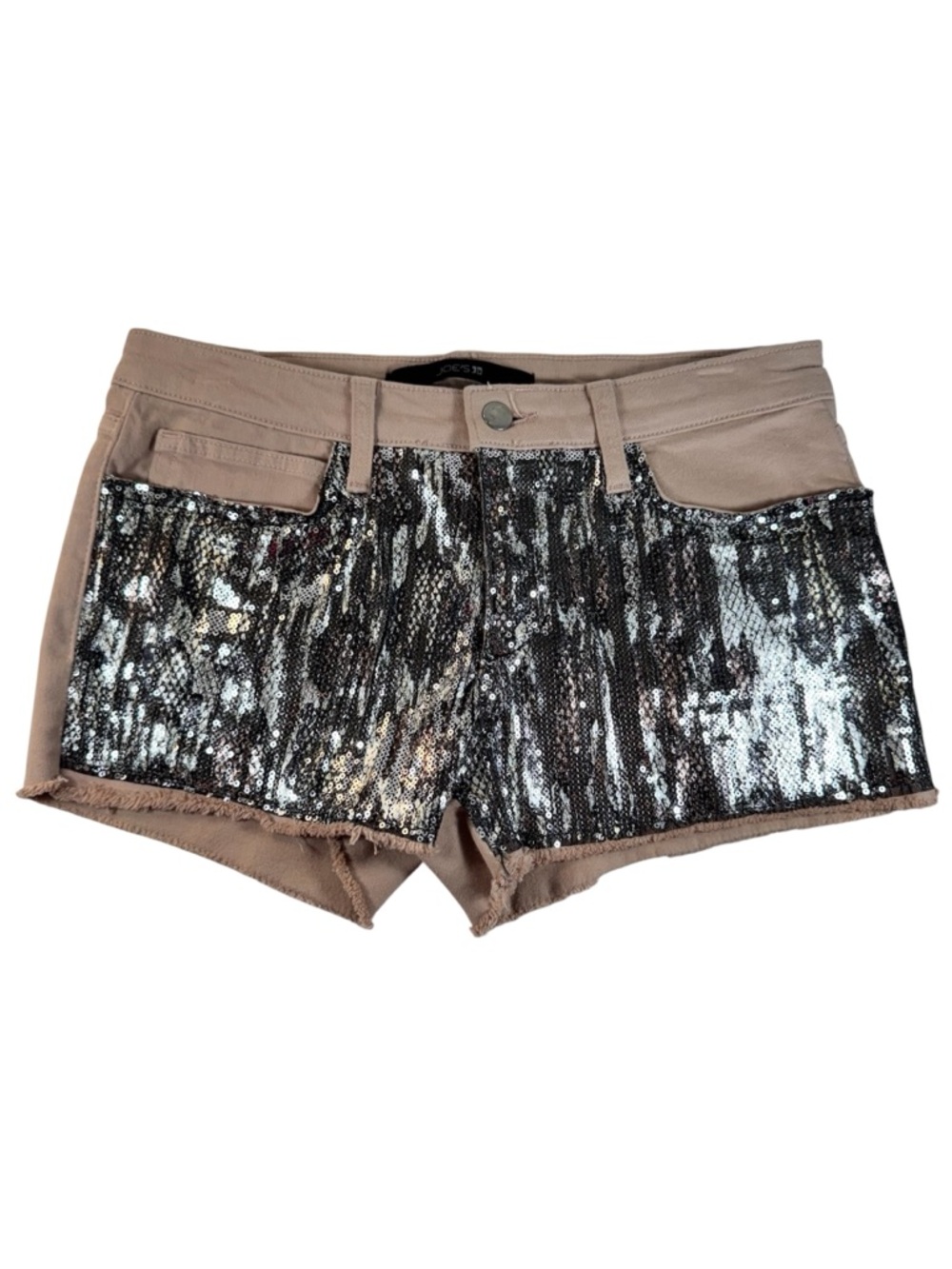 Joe’s Jeans Beige Silver Sequin Metallic Cut Off Denim Shorts Women 29 Summer